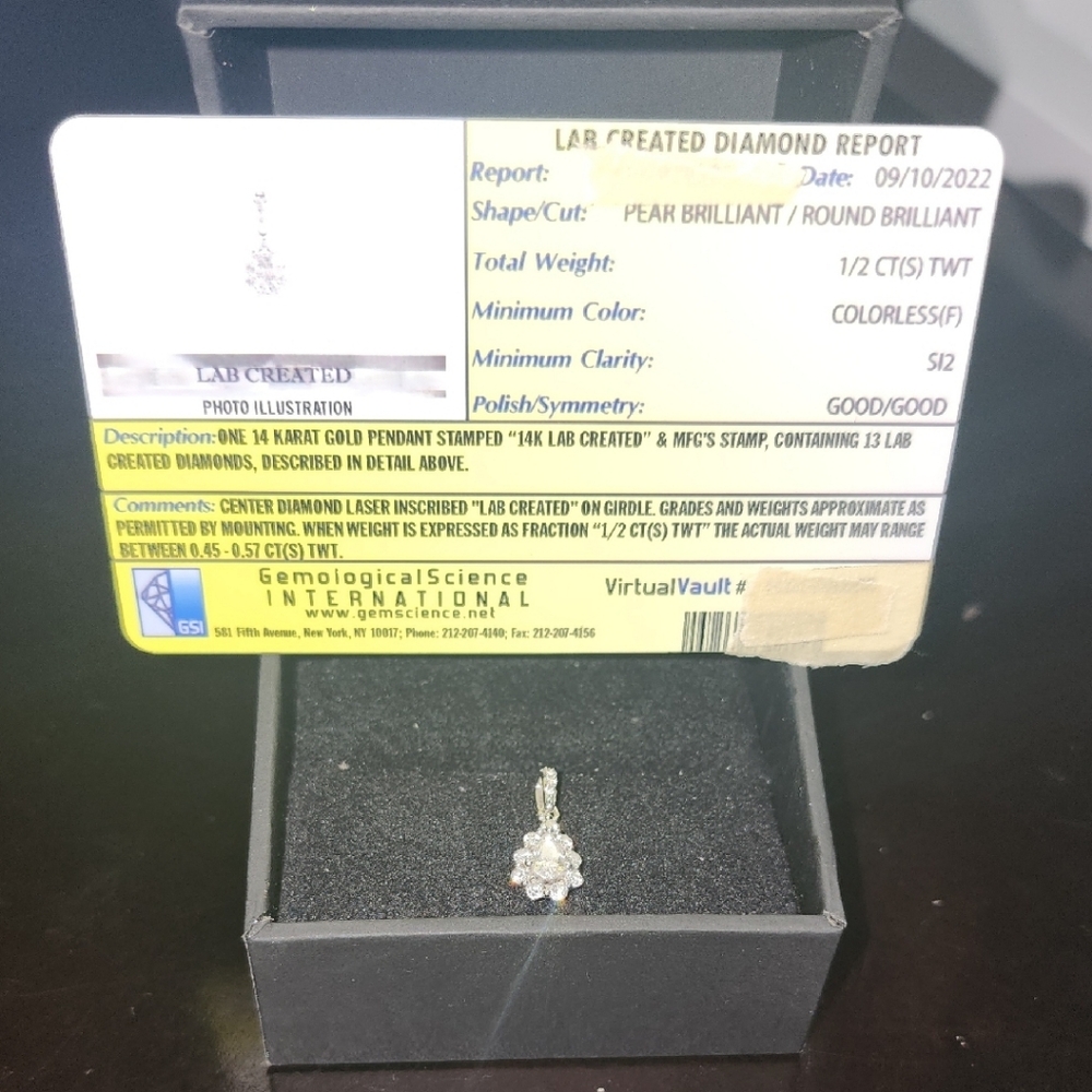 14K Gold Lab Created Diamond Pendant
